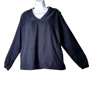 Charles River Apparel Pullover Windbreaker Jacket‎ Women's M Navy V-Neck Preppy